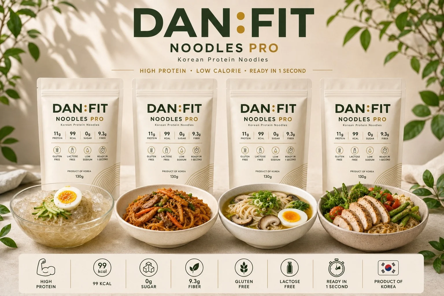 DAN:FIT Noodles Pro Korean protein noodles four-product range