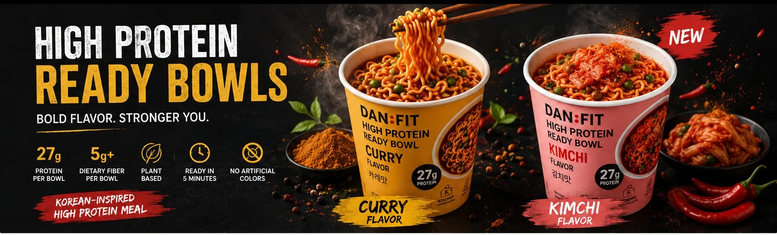 DAN:FIT Curry and Kimchi High Protein Ready Bowls