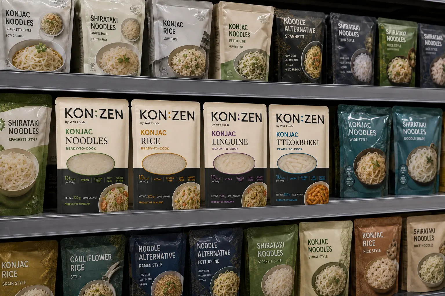 KON:ZEN range arranged on a supermarket shelf