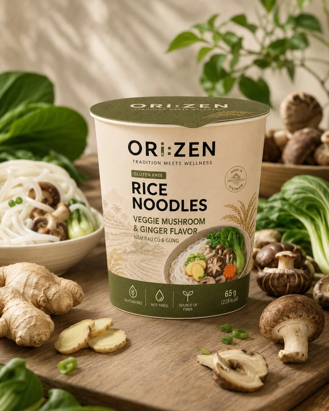 ORI:ZEN Veggie Mushroom and Ginger rice noodle cup