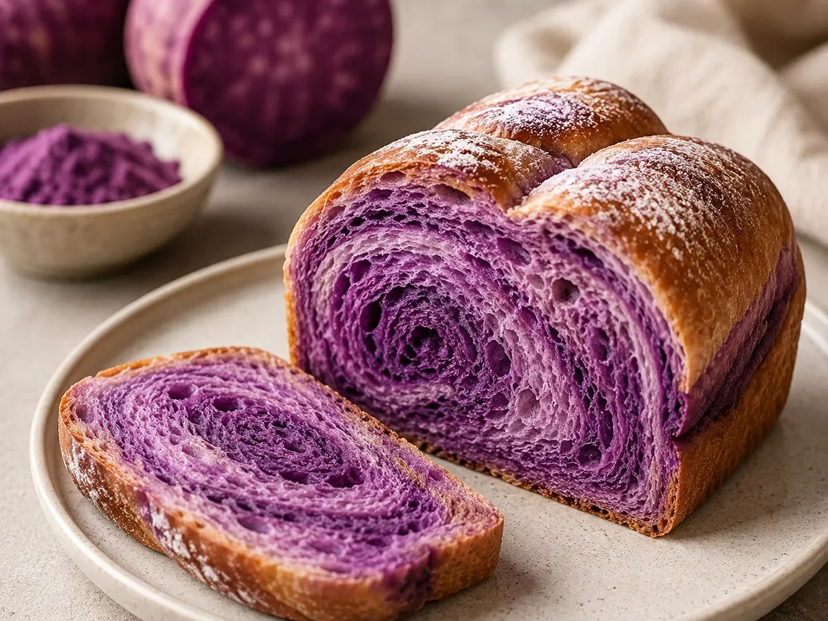 Purple swirl bread with UBE filling