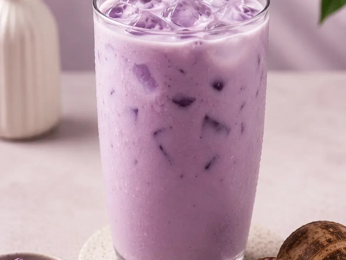 Lavender iced TARO beverage