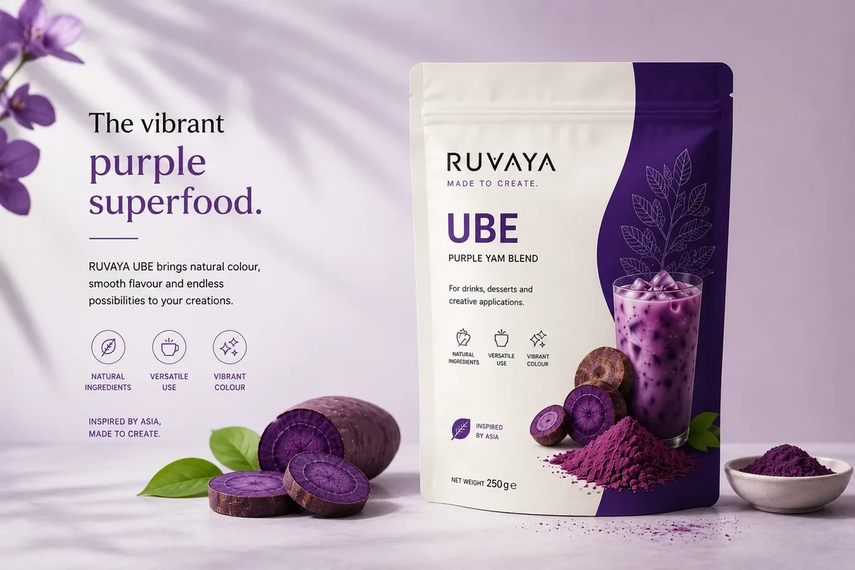 RUVAYA UBE Purple Yam Blend pouch with purple yam ingredients