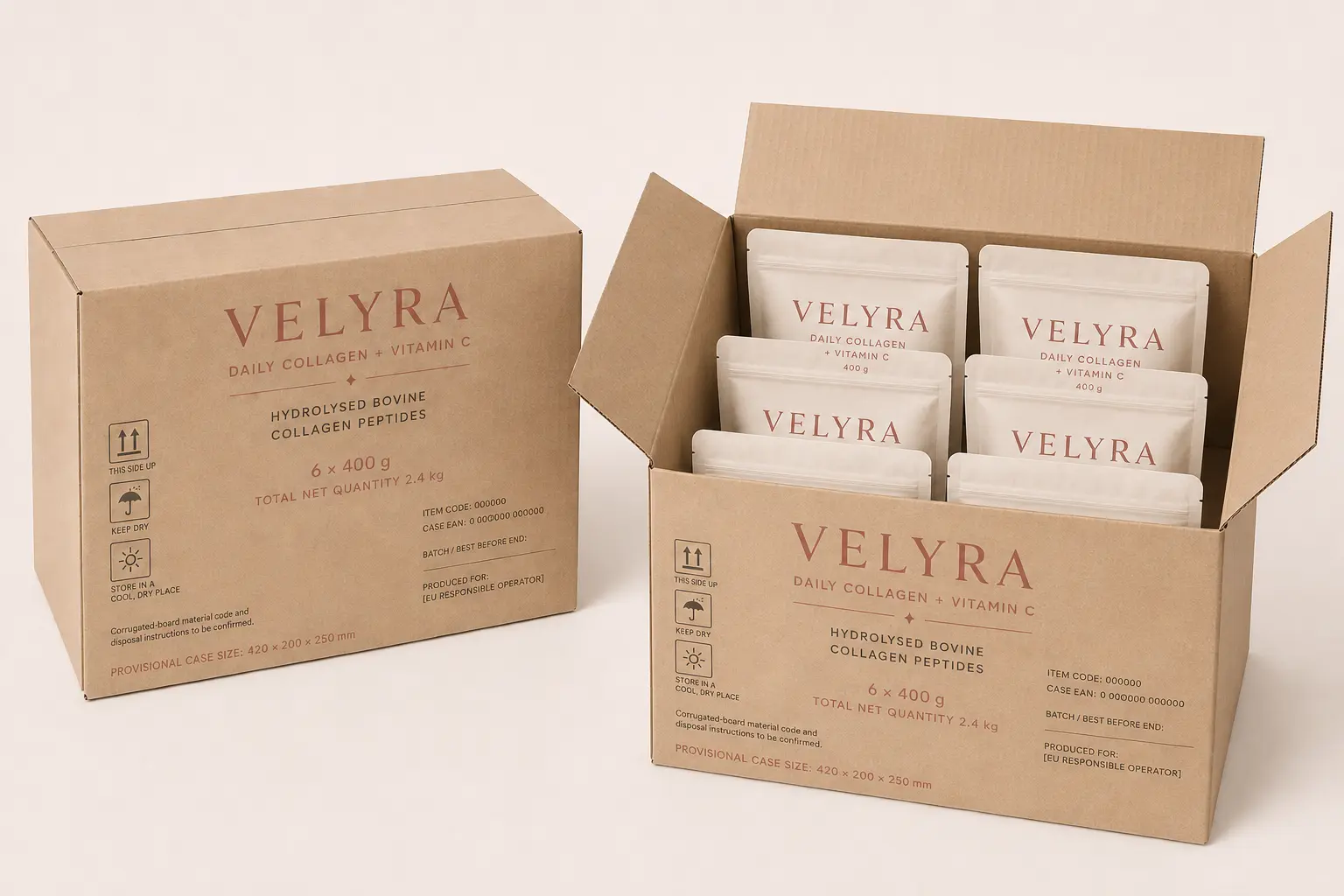 VELYRA six-pouch master carton
