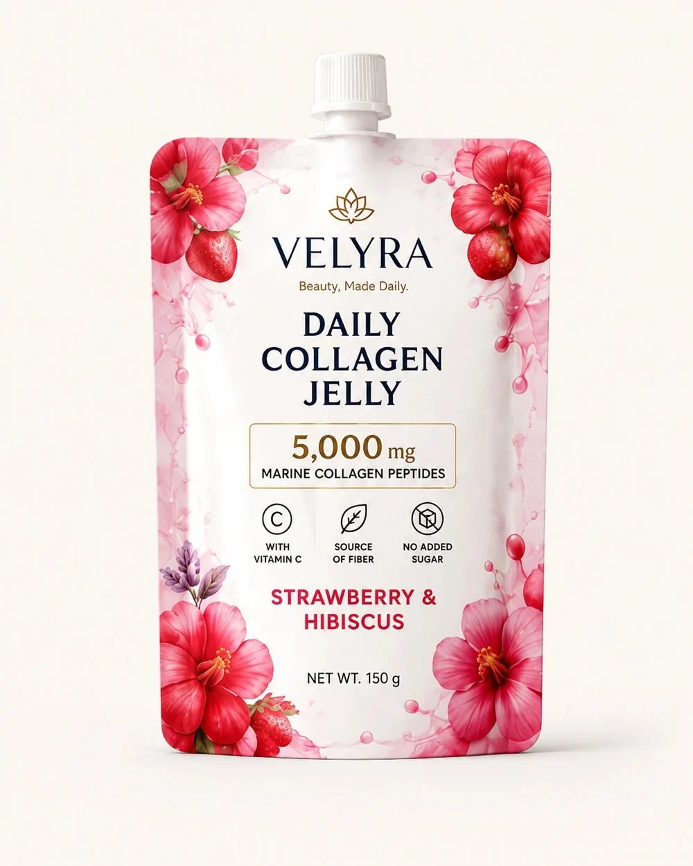 VELYRA Strawberry & Hibiscus Daily Collagen Jelly pouch